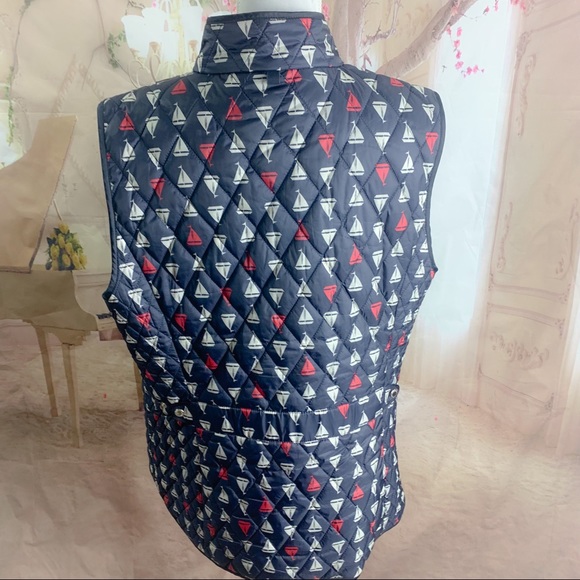 Talbots Sailboat Print Quilted Vest - Picture 7 of 10